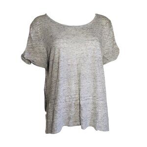 Athleta Tee Womens Size L Large Solid All Grey Gray Linen Zephyr Cold Shoulder
